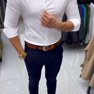 White Slim Fit Formal Shirt Combo