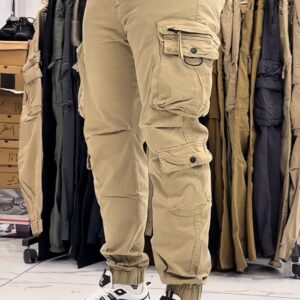 Men’s Beige Tactical Cargo Joggers – Premium Streetwear Pants